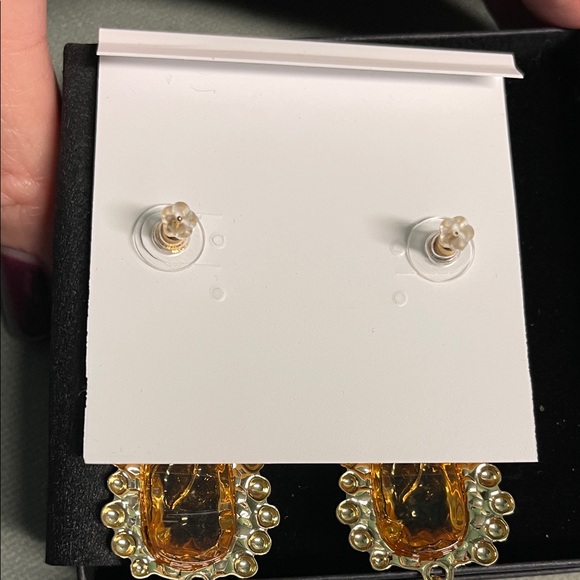 Natasha Couture Gold and Black Statement Earrings - Picture 8 of 9